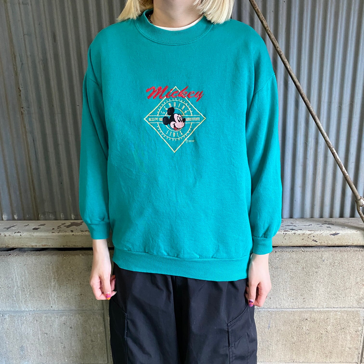 90年代 ディズニー ミッキーマウス 刺繍 キャラクタースウェット 