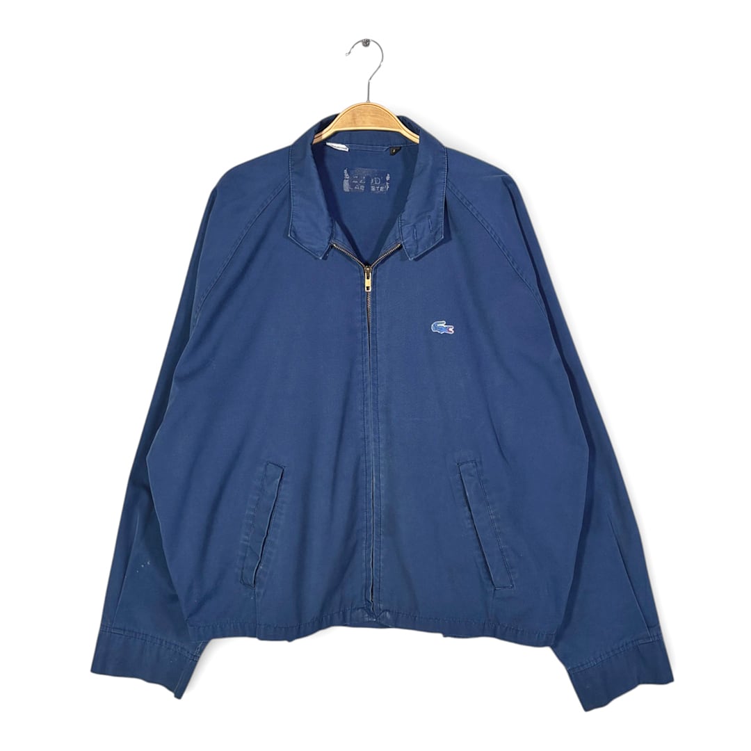 70s 80s ラコステ ヴィンテージ スウィングトップ ドリズラー ネイビー コットンジャケット IZOD LACOSTE サイズXL 古着 DZ0814