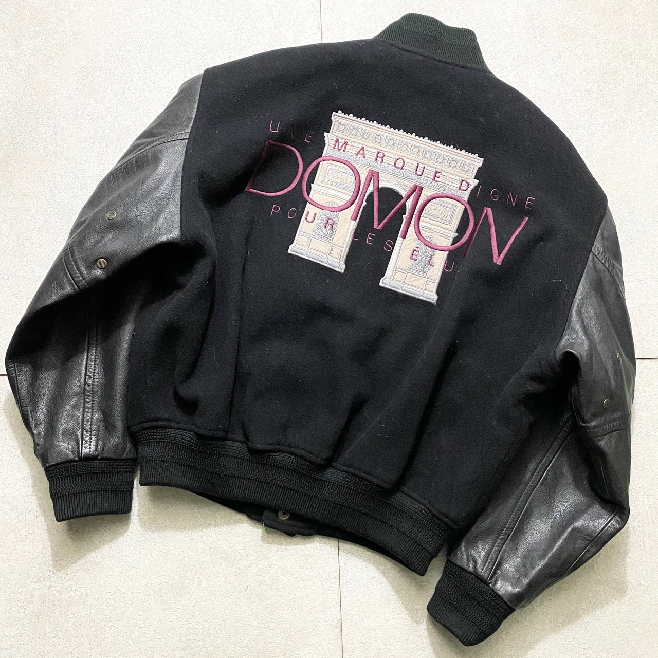 vintage DOMON leather sleeves all black blouson | NOIR ONLINE