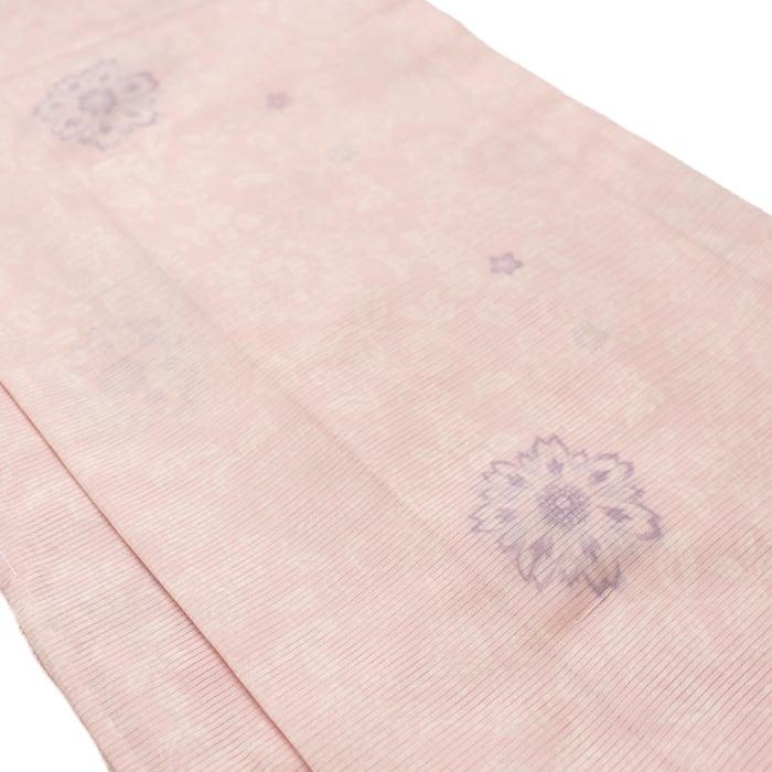 絽 夏着物 小紋 洗える着物 ポリエステル 薄ピンク 抽象花 唐草花 洋風