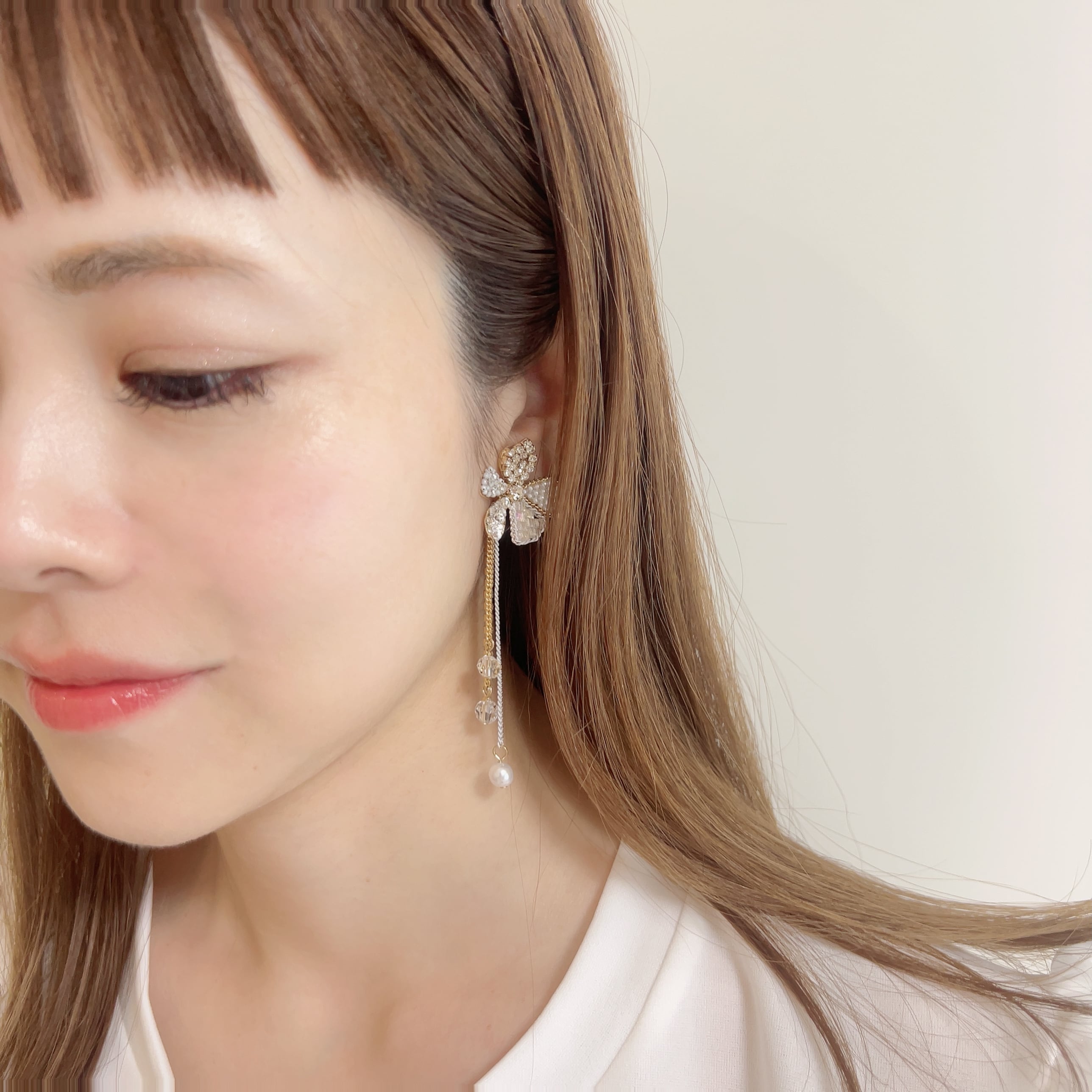 フラワーチェーンロングイヤリング | yujune