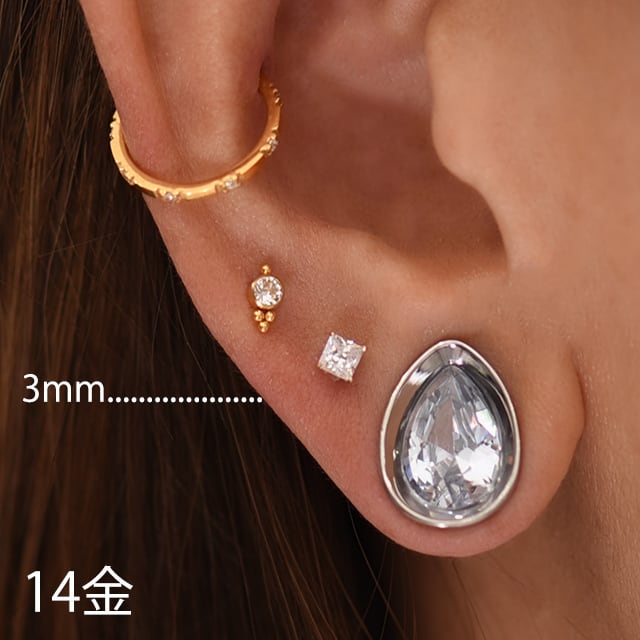 ピアス 14K 14金イエローゴールド 片耳ピアス 22G ジルコニア ゴールド