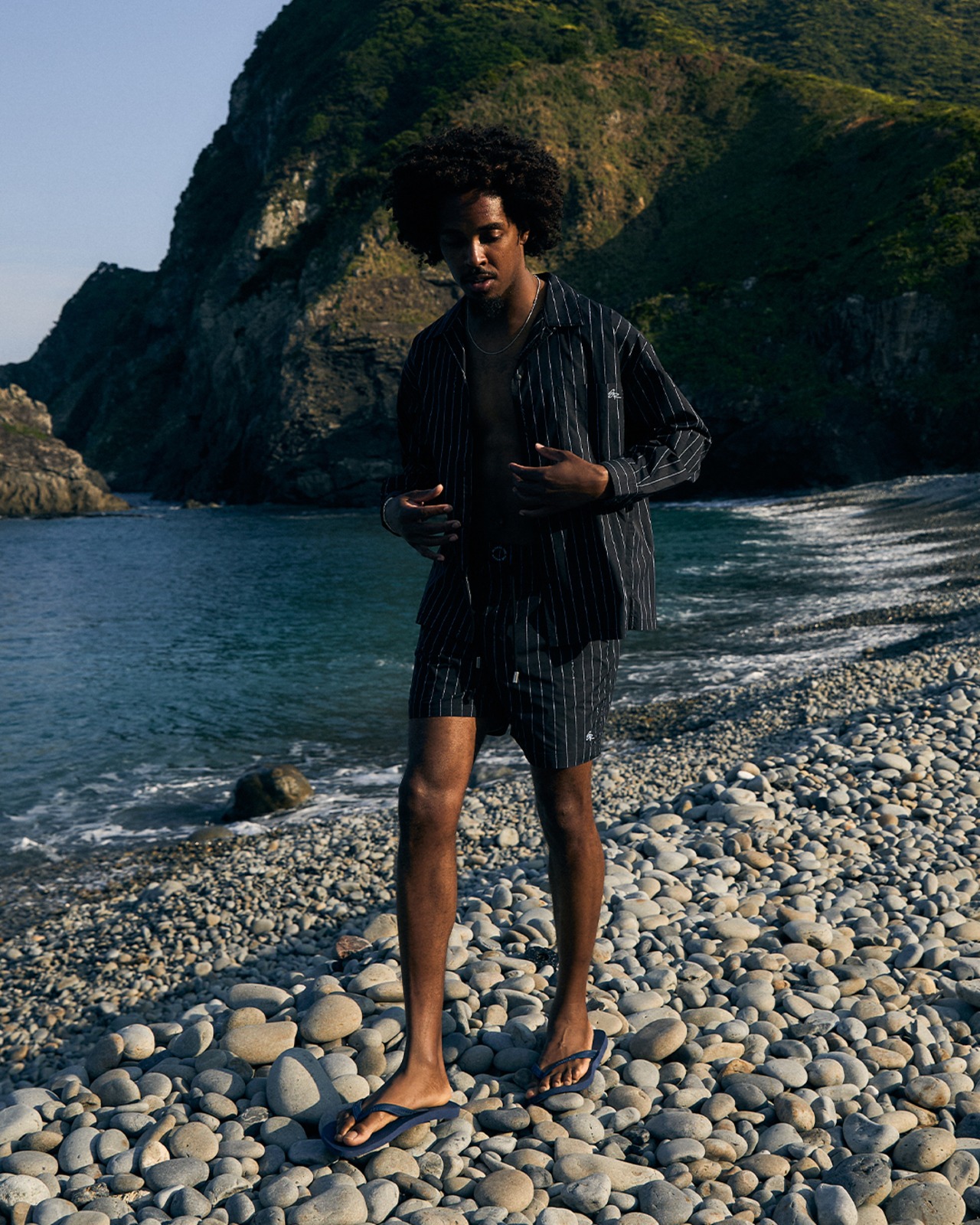 【SUNS】PIN STRIPE LOGO BOARD SHORTS［RSW104］