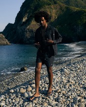 【SUNS】PIN STRIPE LOGO BOARD SHORTS［RSW104］