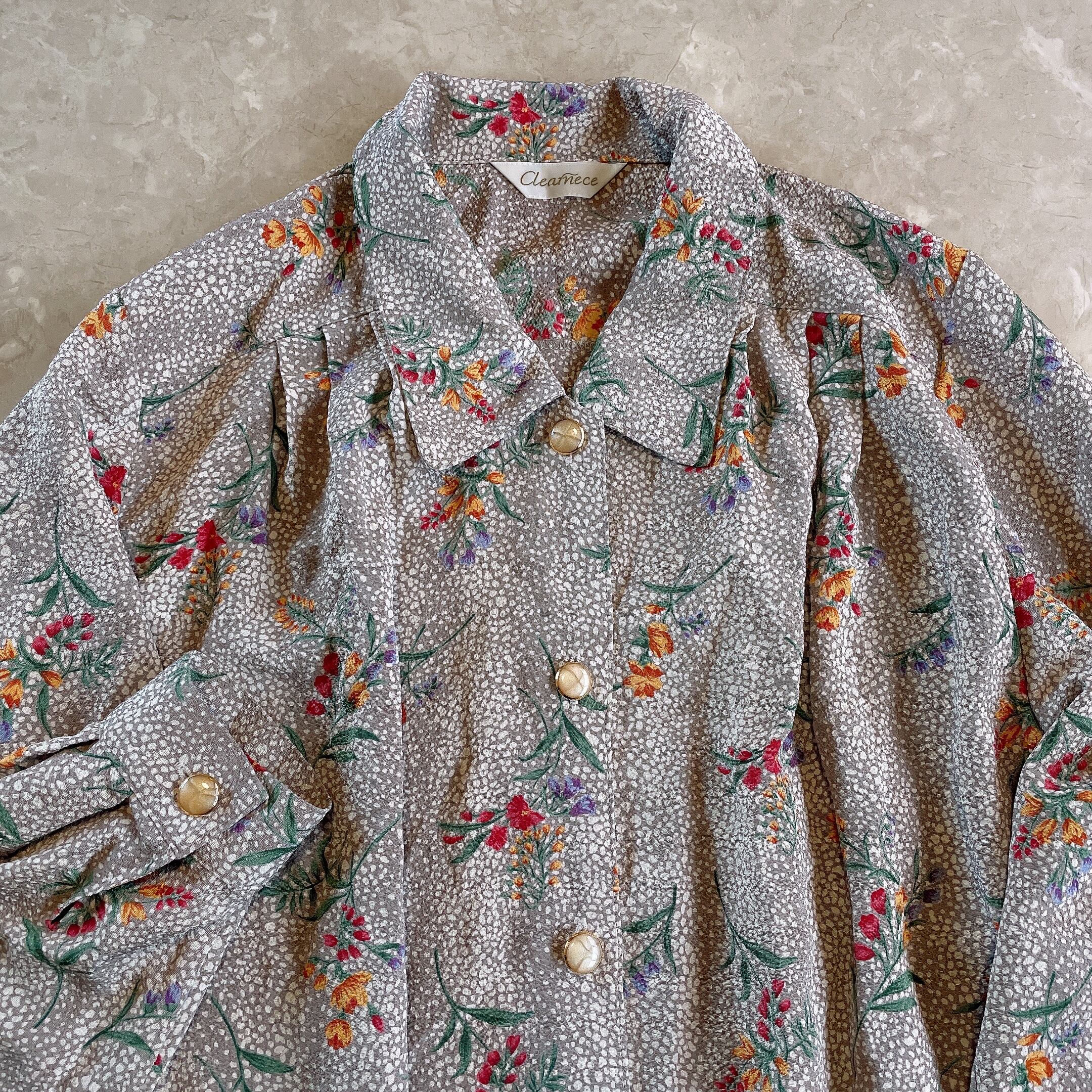 used レトロ つぶつぶ 花柄 ブラウス 古着 ヴィンテージ vintage ...