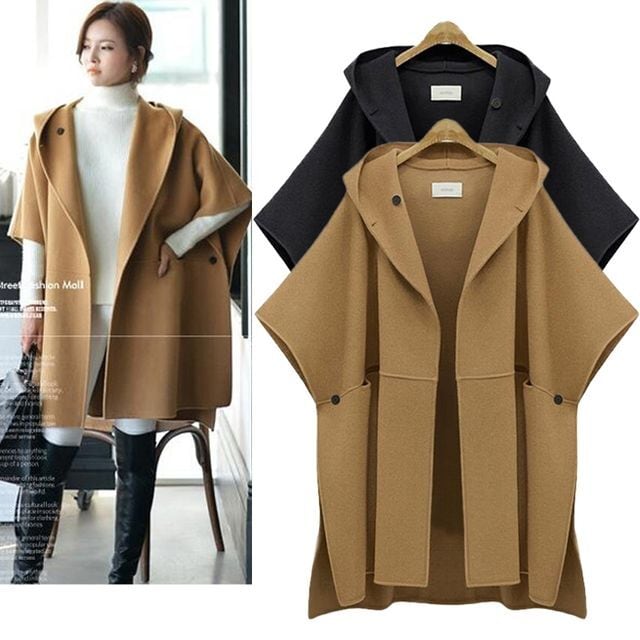 【予約販売】ポンチョコート レディース エレガント フード付き ストール ベージュ ブラック レッド 秋冬 アウター 大人可愛い こなれ感 トレンド XL/2XL/3XL/4XL/5XL