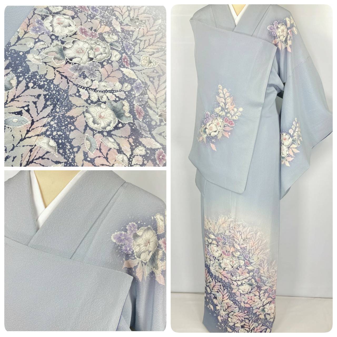 翠山工房 辻が花 絞り やまと誂製 訪問着 正絹 水色 紫 1087 | kimono Re:和 [online store] キモノリワ 着物 帯