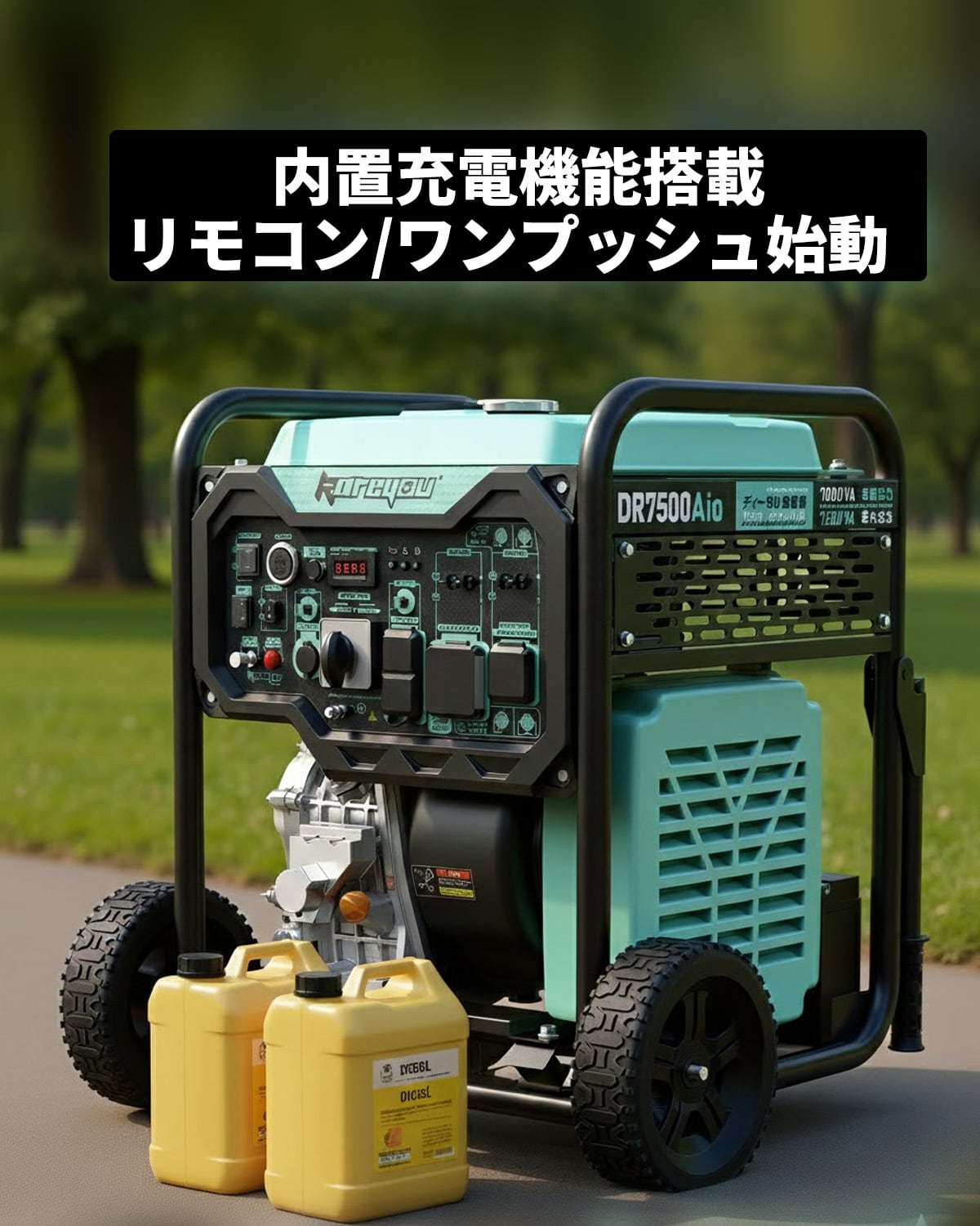 ディーゼル発電機インバーター 軽油発電機 オープン型7.5kVA出力 単相