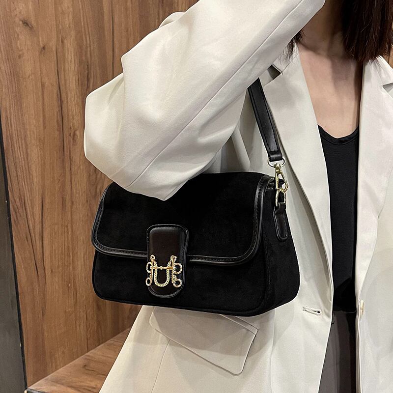 オータムウィンタースタンダードスウェード レトロ 秋物 冬物 スクウェア メッセンジャーバッグ 手作りハンドバック62518936113