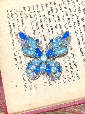 【Run Rabbit Run Vintage 】Butterfly brooch blue