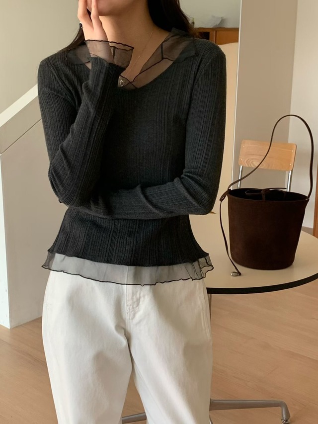 (予約) signature / beaded phone knit 3color