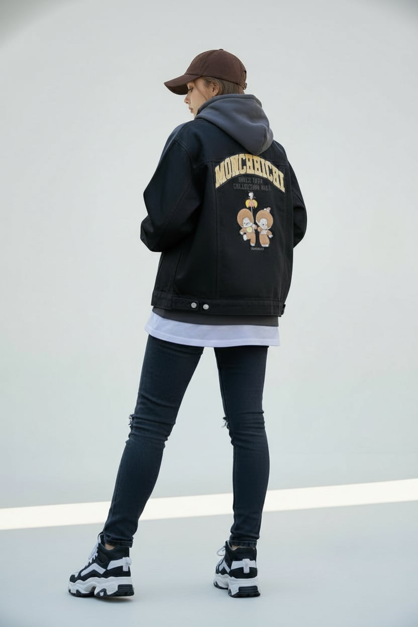 【セレクトライン】モンチッチ・デニムジャケット ブラック