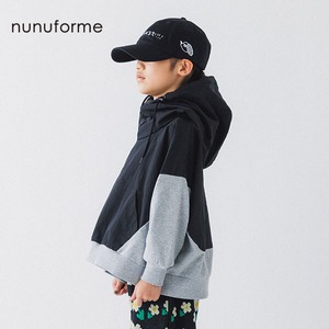 nunuforme 45-nf26-965-728/ミックスパーカー 子ども服 Gray×Black
