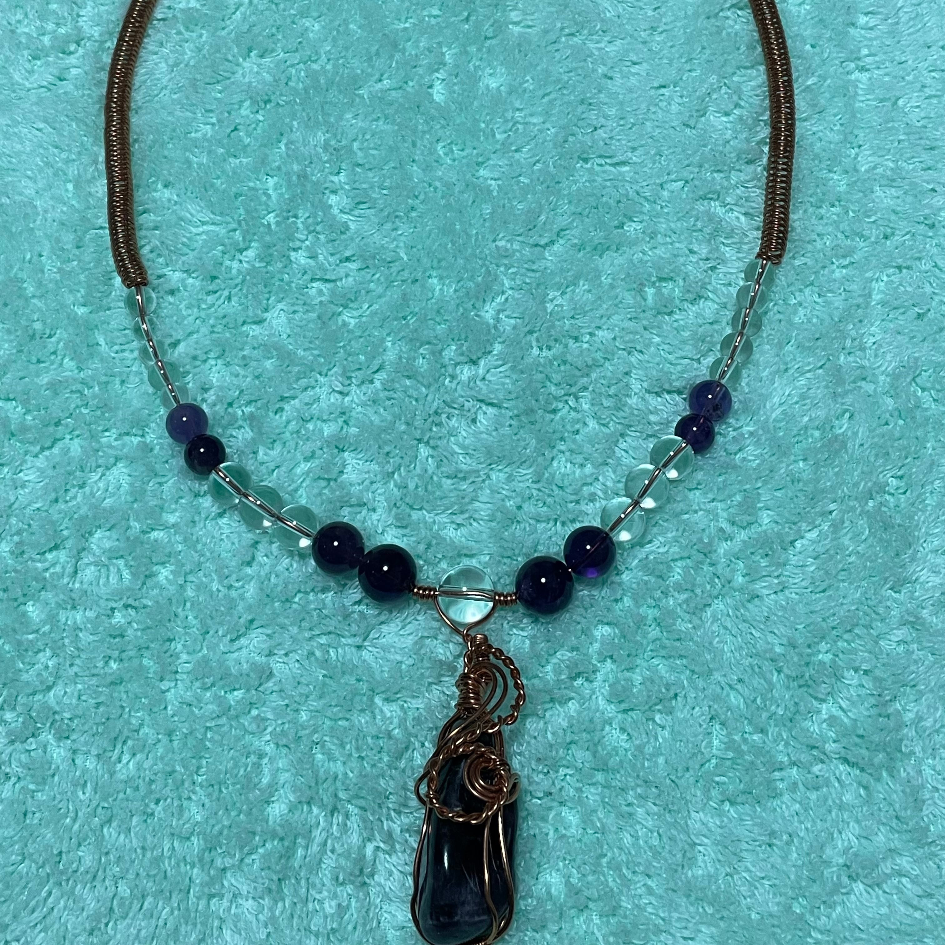 5G 電磁波対策グッズ ハンドメイド パワーストーン ネックレス 銅線