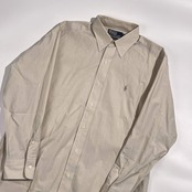 90s 00s Polo by Ralph Lauren ポロ ラルフローレン ANDREW 無地 長袖 ワイシャツ ドレスシャツ 41-84 /ベージュ系 メンズ ビンテージ