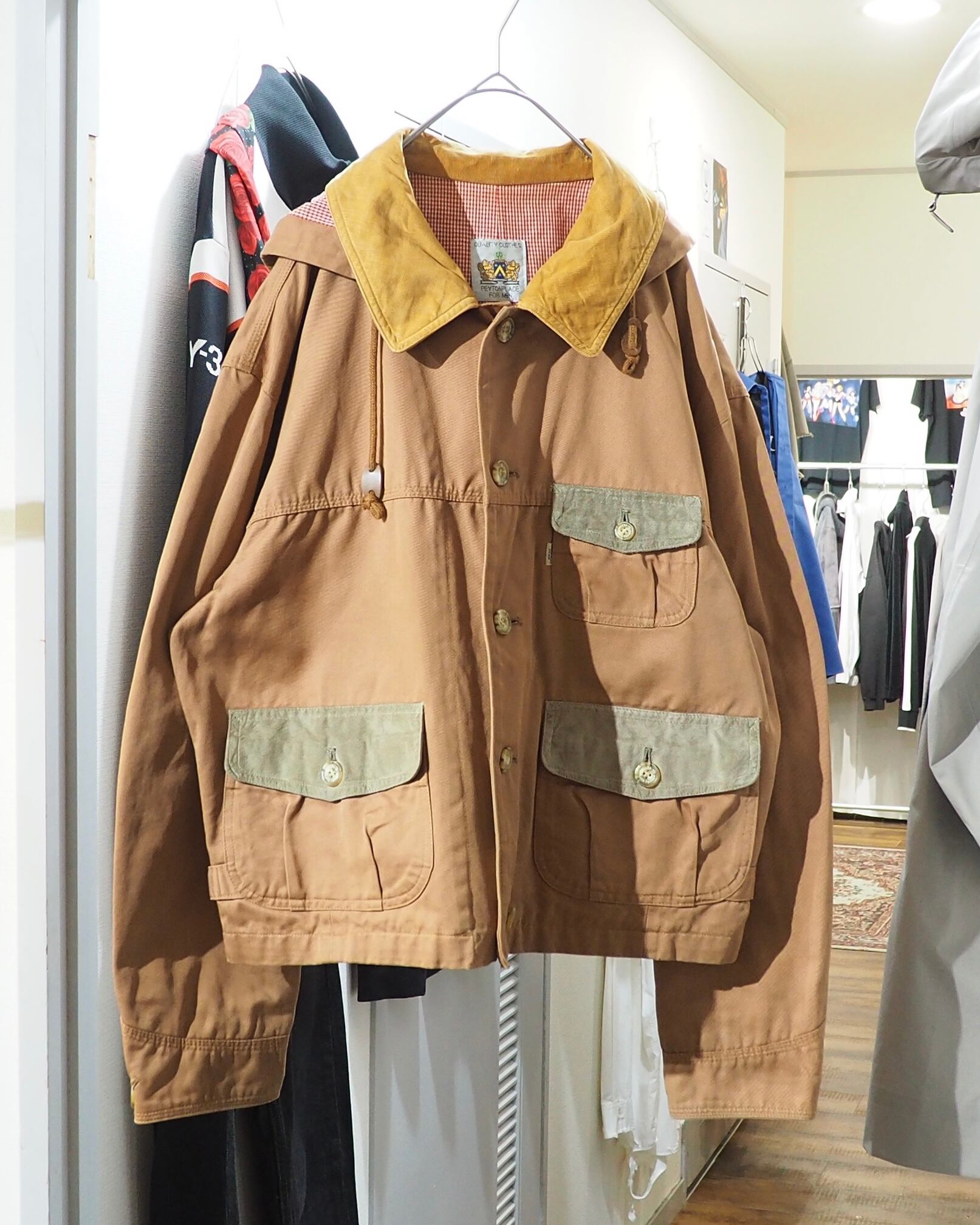 size XS】90s Timberland ティンバーランド 襟レザー ハンティング