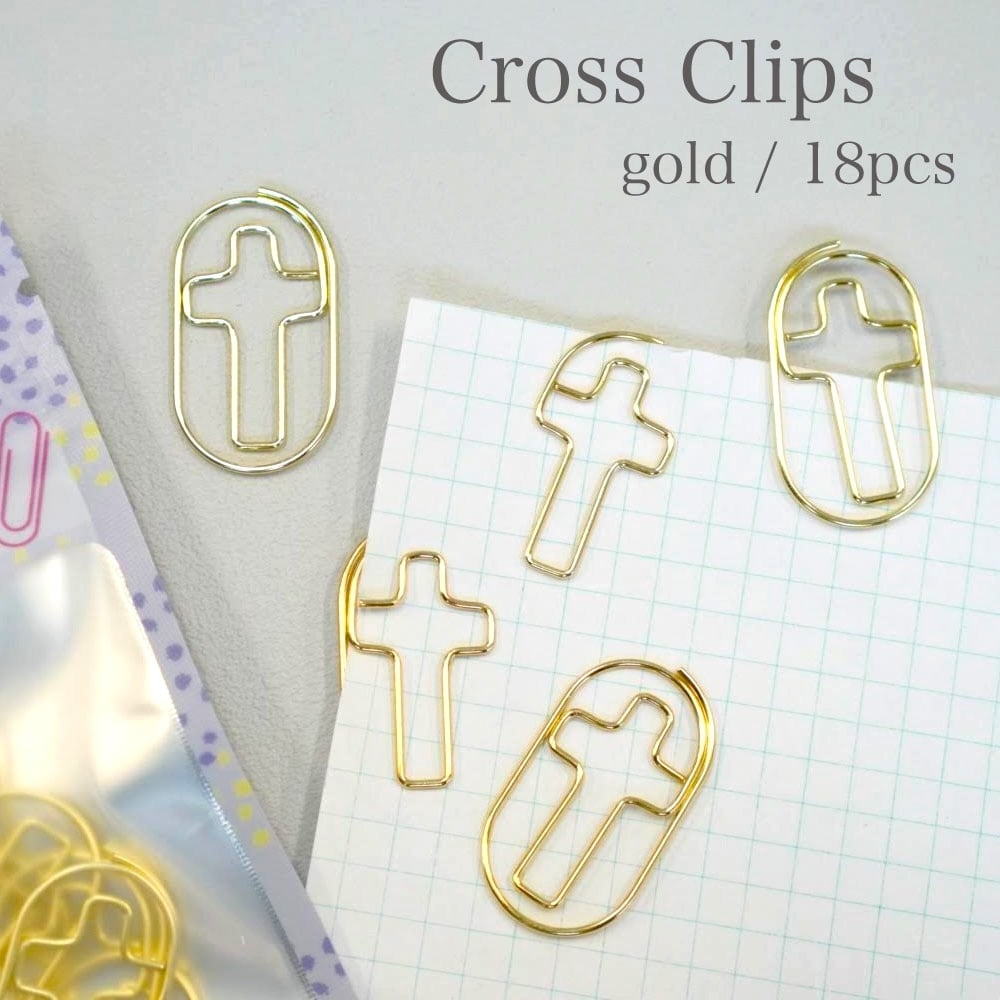 十字架 クロス クリップ 】 18個入り ゴールド ペーパー ゼム 文房具