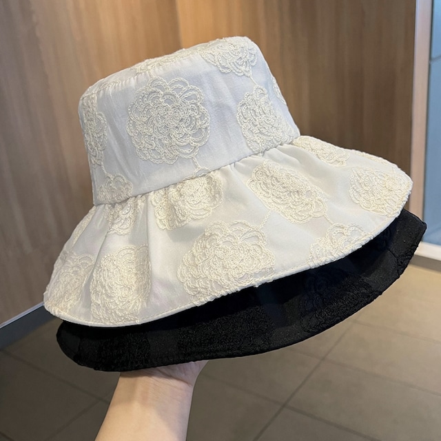 Rose embroidery sun hat　B453