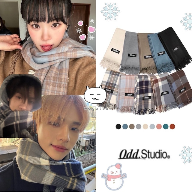 ★LE SSERAFIM チェウォン / Stray Kids ヒョンジン / TWS ヨンジェ 着用！！【odd studio】ベーシック ニット チェック マフラー - 21COLOR