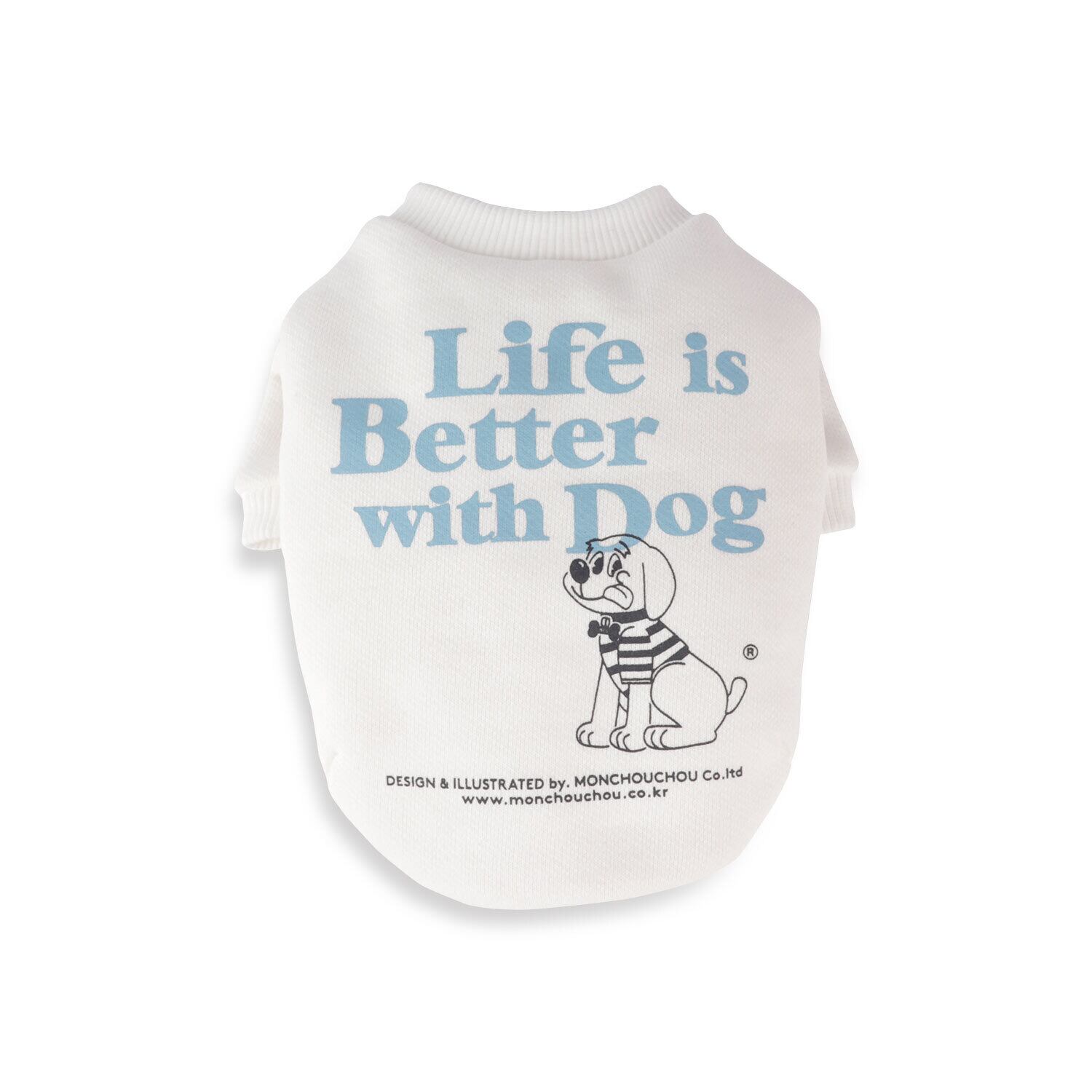 Life is Better with Dog Crew neck for dog(White) / monchouchou
