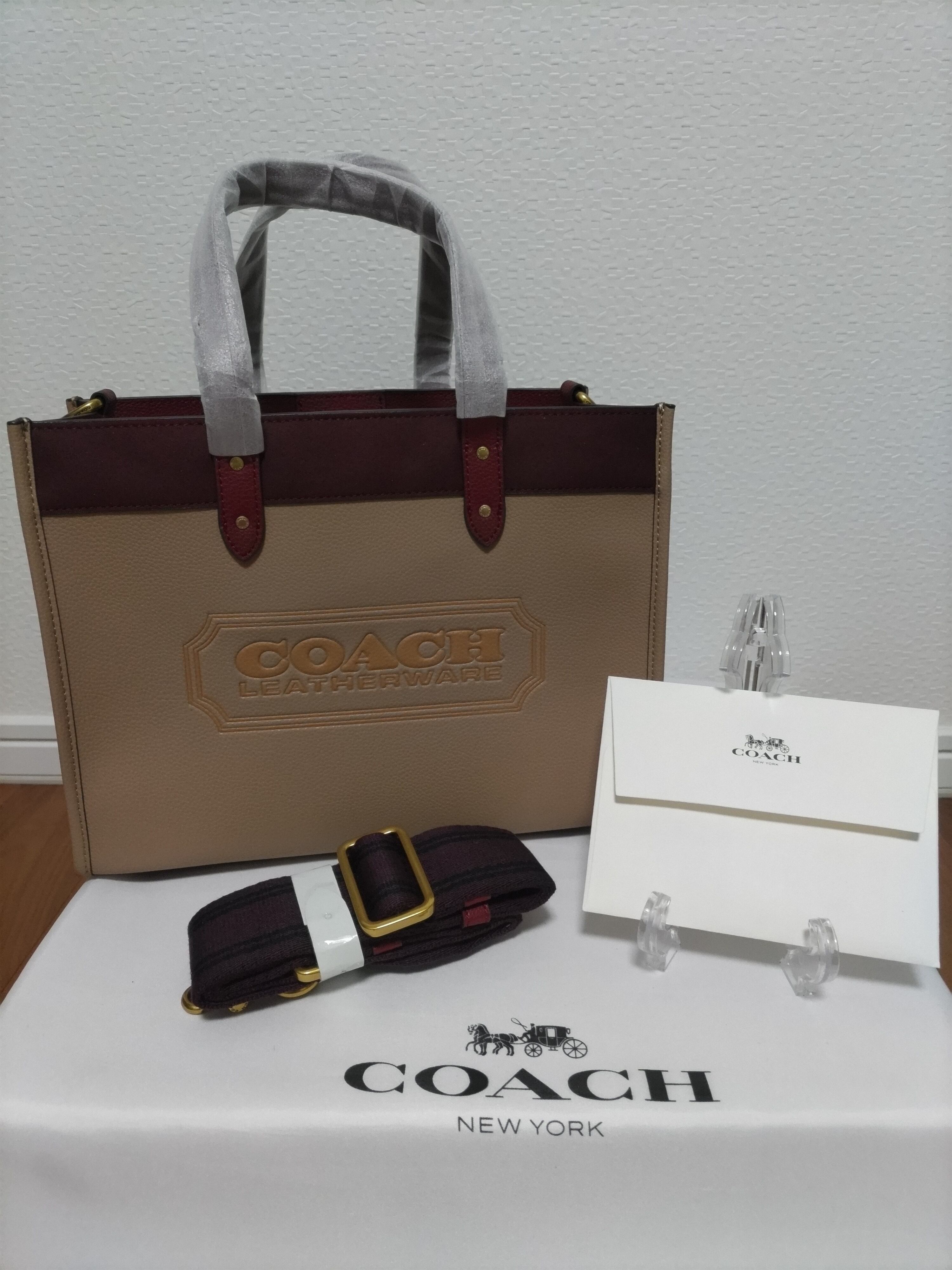 COACH コーチ トートバッグ フィールド 30 カラーブロック ブラウン 