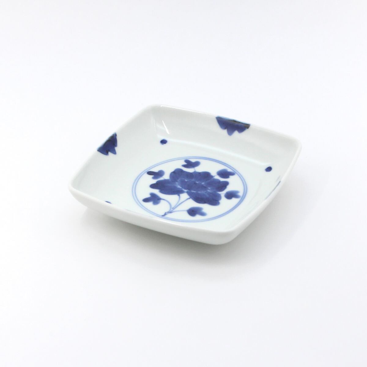 染付伊万里牡丹スクエアプレート(S)