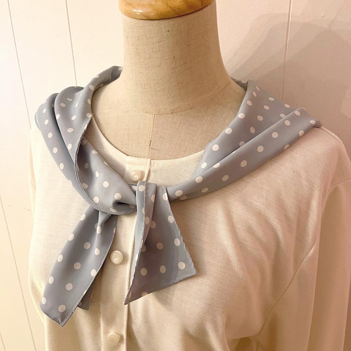 light blue dot sailor collar knit po