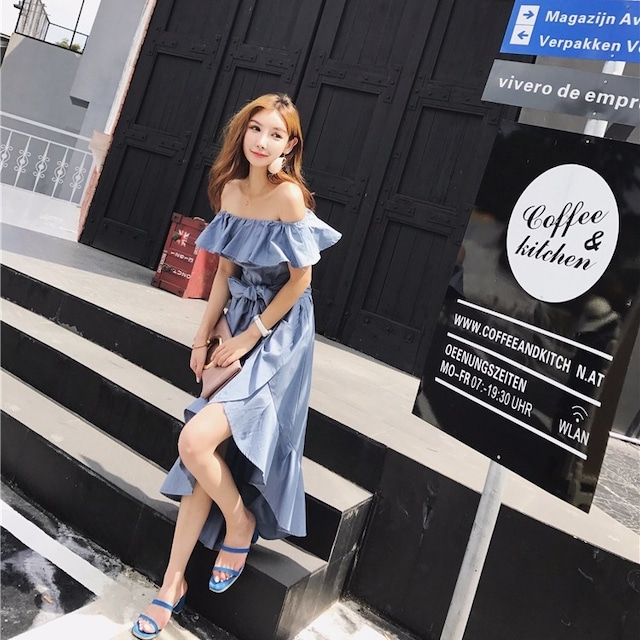 オフショルダーワンピース フレア フリル 不規則 前が短い後ろが長い Lavy 秋 冬 レディースアパレル Kosy オフショルダーワンピース フレア フリル 不規則 前が短い後ろが長い Lavy 秋 冬 レディースアパレル Kosy