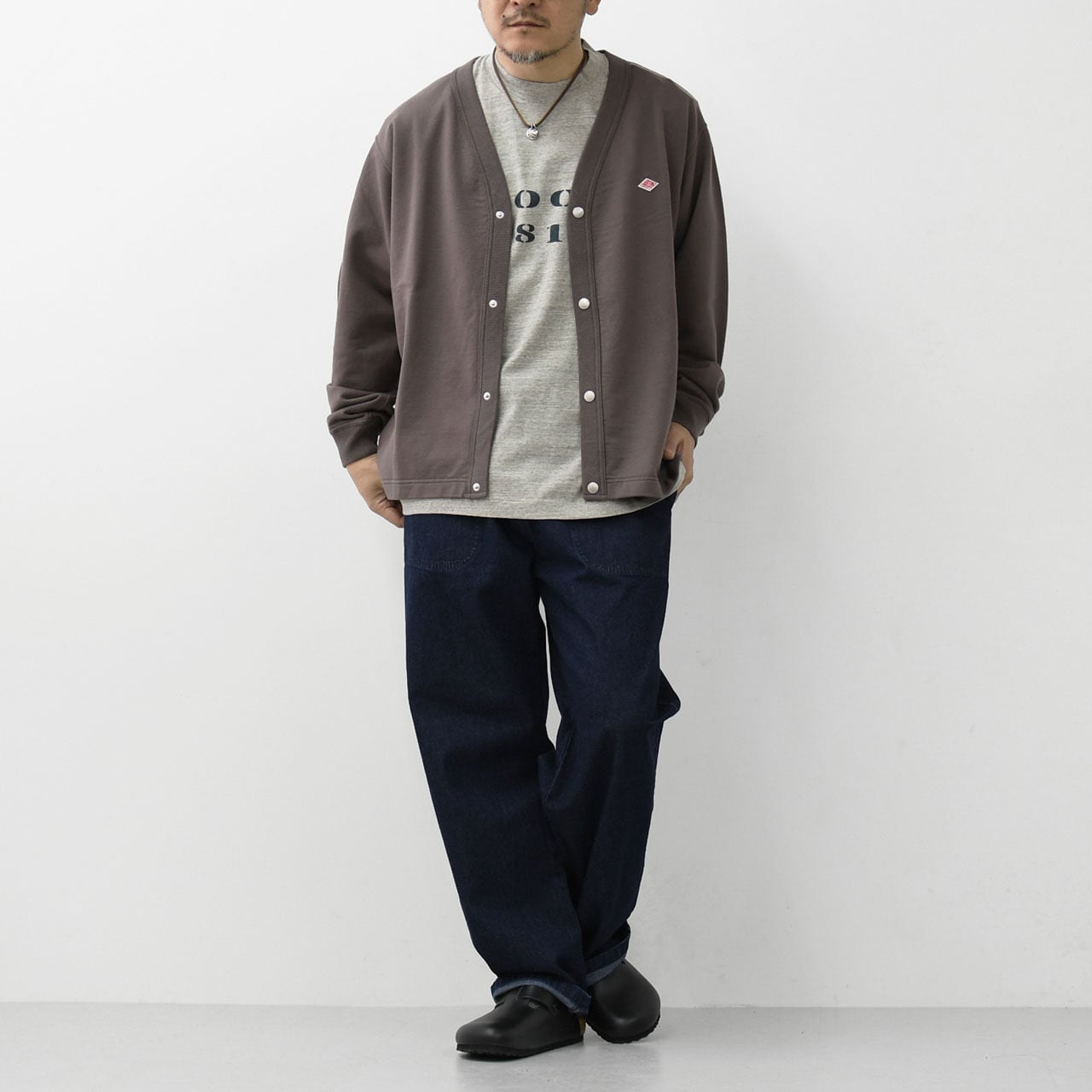 DANTON 40 ☺︎ 美品 Vネック カーディガン グレー コットン DANTON 40 ☺︎ 美品 Vネック カーディガン グレー コットン