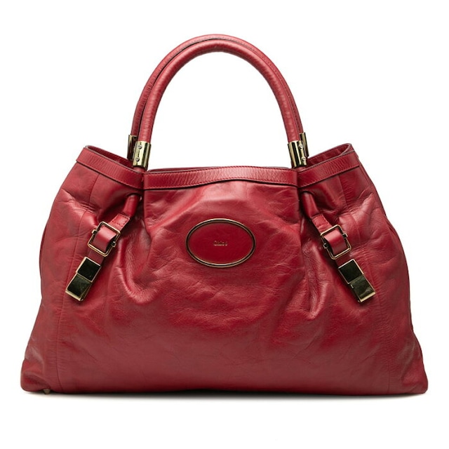 クロエ ヴィクトリア トートバッグ ショルダーバッグ 03-09-51-5811 レッド系 レザー レディース Chloe 中古