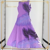 フラダンス 衣装 ワンピース ドレス マーメイドライン エムエムジェイ パープル系 MermaidLine MMJ 日本製 ノースリーブ バナナリーフ柄 ティアレ柄 かわいい 華やか 鮮やか ハワイアン アロハ フラ ダンス レッスン 練習 エレガント 袖なし