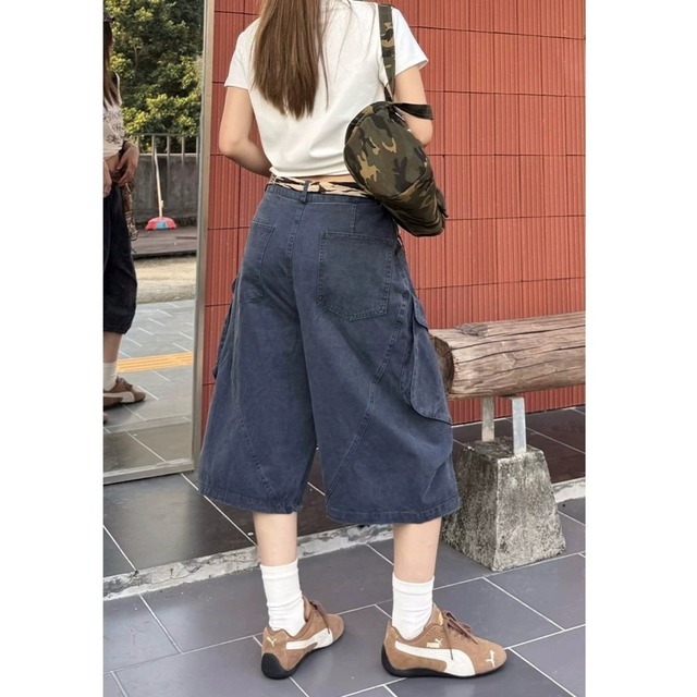 ボリュームラインクロップドカーブカーゴパンツ 2col R02289