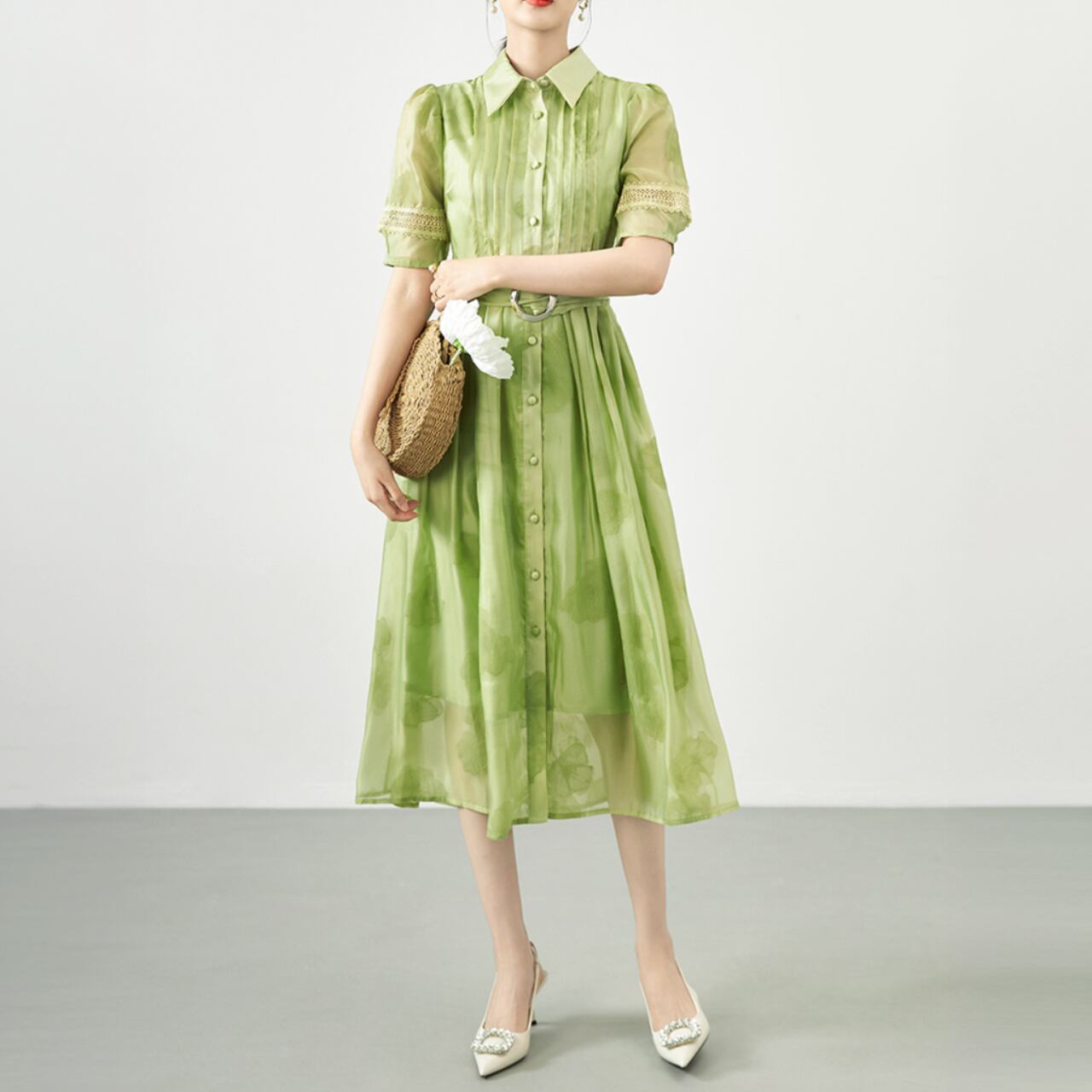 Shirt dress with belt 00142