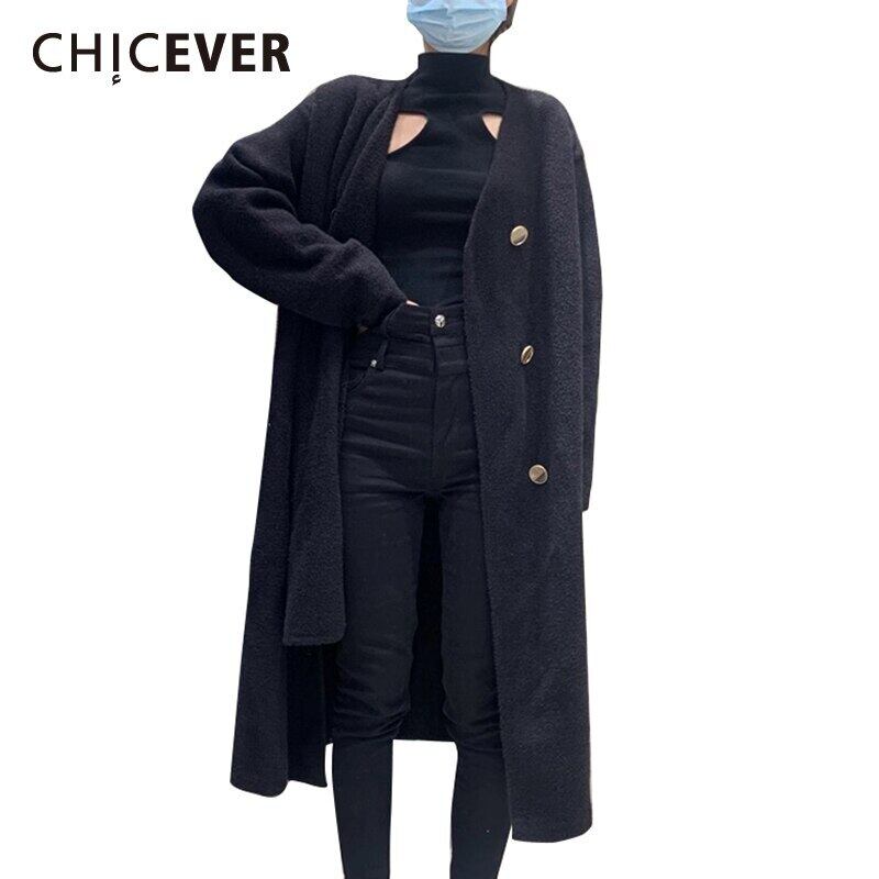 CHICEVER特大オーバーコート女性タートルネック長袖スカーフルーズストリート厚手のコート2020秋の服 ロング オータム 秋物 6base558371837322