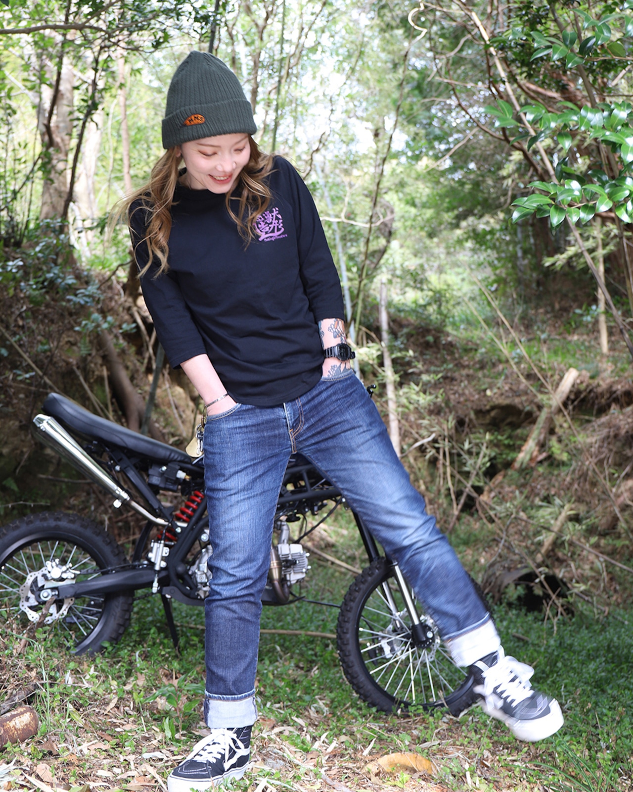 "WA"GLAN 3/4 SLEEVE /黒紫