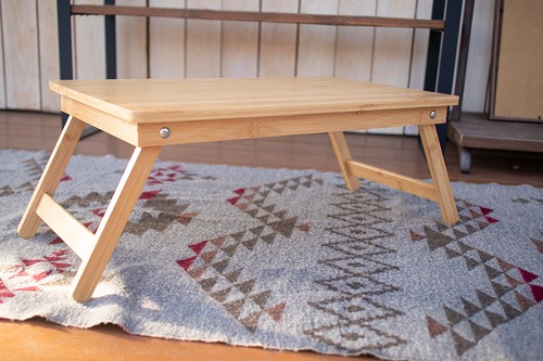 ナチュラルな自然素材の折りたたみローテーブル【アウトドア・キャンプ】