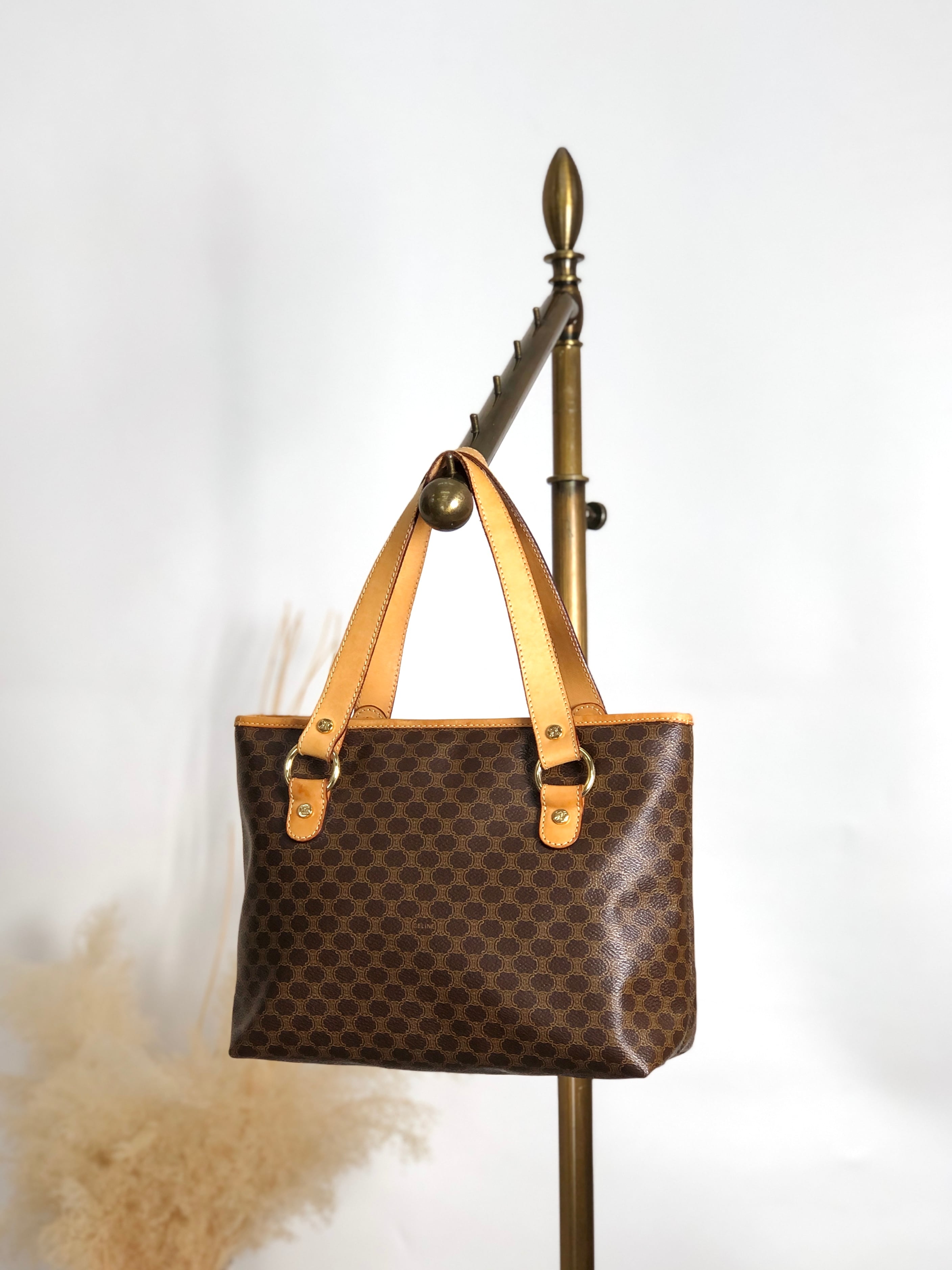 CELINE セリーヌ マカダム ハンドバッグ ブラウン PVC トートバッグ