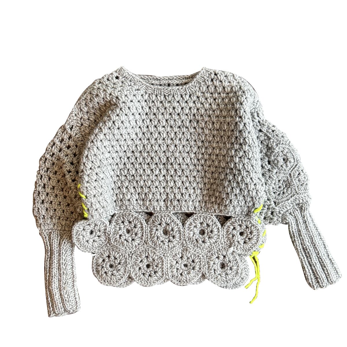 Flower Power Sweater -Grey〖OFHANDMADE〗オフハンドメイド フラワーパワースウェット