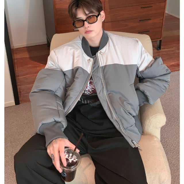 バイカラー グレー×ブラック コート ESTNATION / バイカラーリバー