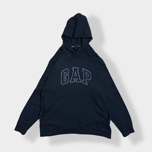 【GAP】アーチロゴ プリント パーカー プルオーバー スウェット フーディー hoodie XXL ビッグサイズ ギャップ 黒 us古着