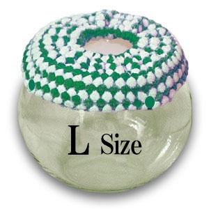 【Lサイズ】グリーン×ホワイト　チンチラ　デグー　砂浴び容器　飛び散り防止　ブラッシング効果  Chinchilla's glass ball for dust bath [L size] fluffy ring is [ green×white color] .