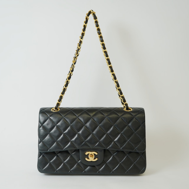 CHANEL シャネル マトラッセ 25 ラムスキン ダブルフラップ ダブルチェーン ショルダーバッグ ゴールド金具 ブラック 4番台 CHANEL シャネル マトラッセ 25 ラムスキン ダブルフラップ ダブルチェーン ショルダーバッグ ゴールド金具 ブラック 4番台