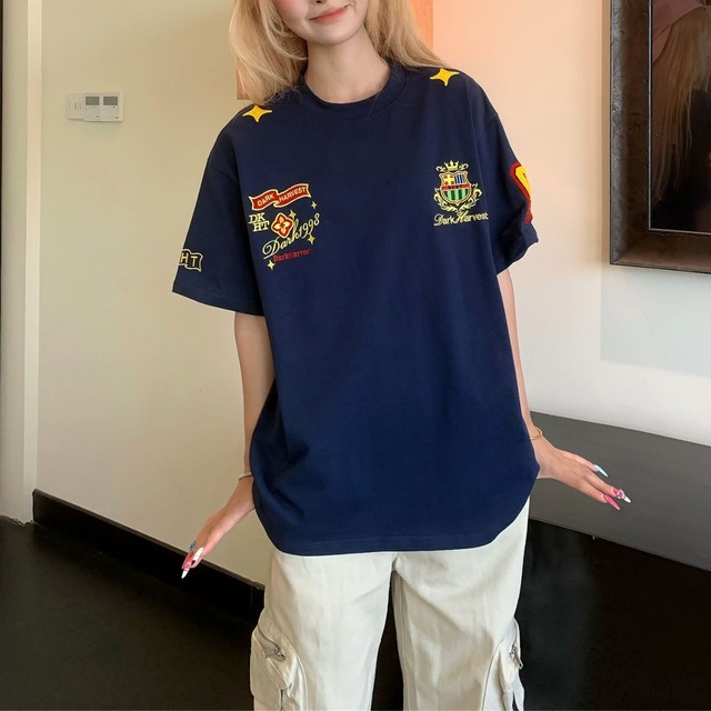 エンブレムワッペンカレッジグラフィックTシャツ 2col R02248