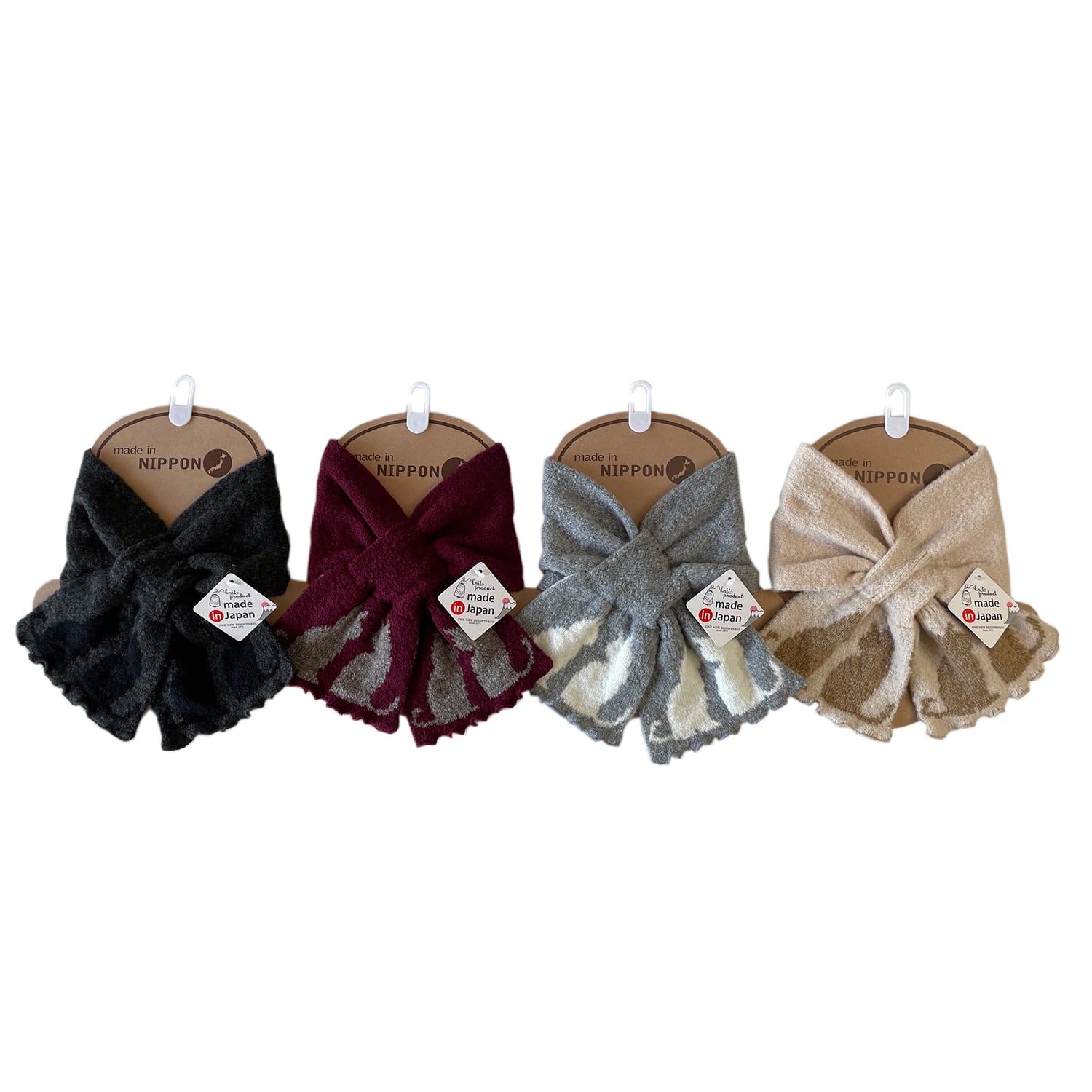 2023AW差込ネコ柄 ネックウォーマー 日本製 クロス差込 うちエコ ショートマフラー