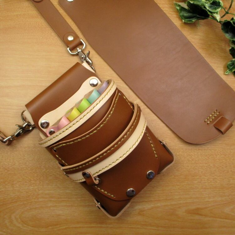 フタ付シザーケース 5丁差し オールブラック 本革 SCA-126/CKA 本革