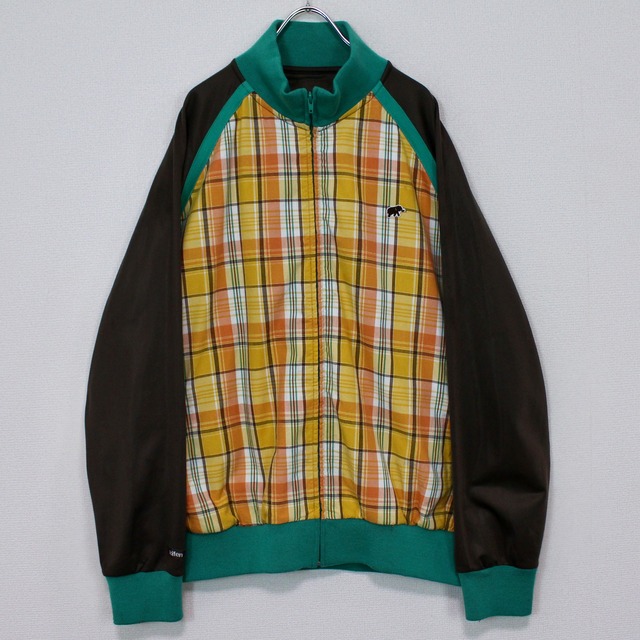 【Caka act2】Checkered Swiching Design Loose Track Jacket