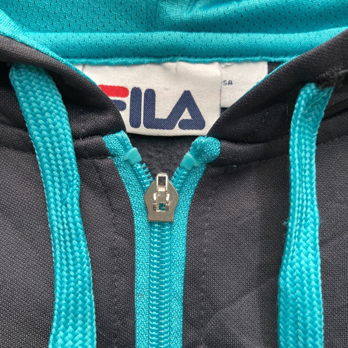 FILA ジップアップ パーカー レディース S グレー ブルー フィラ ロゴ