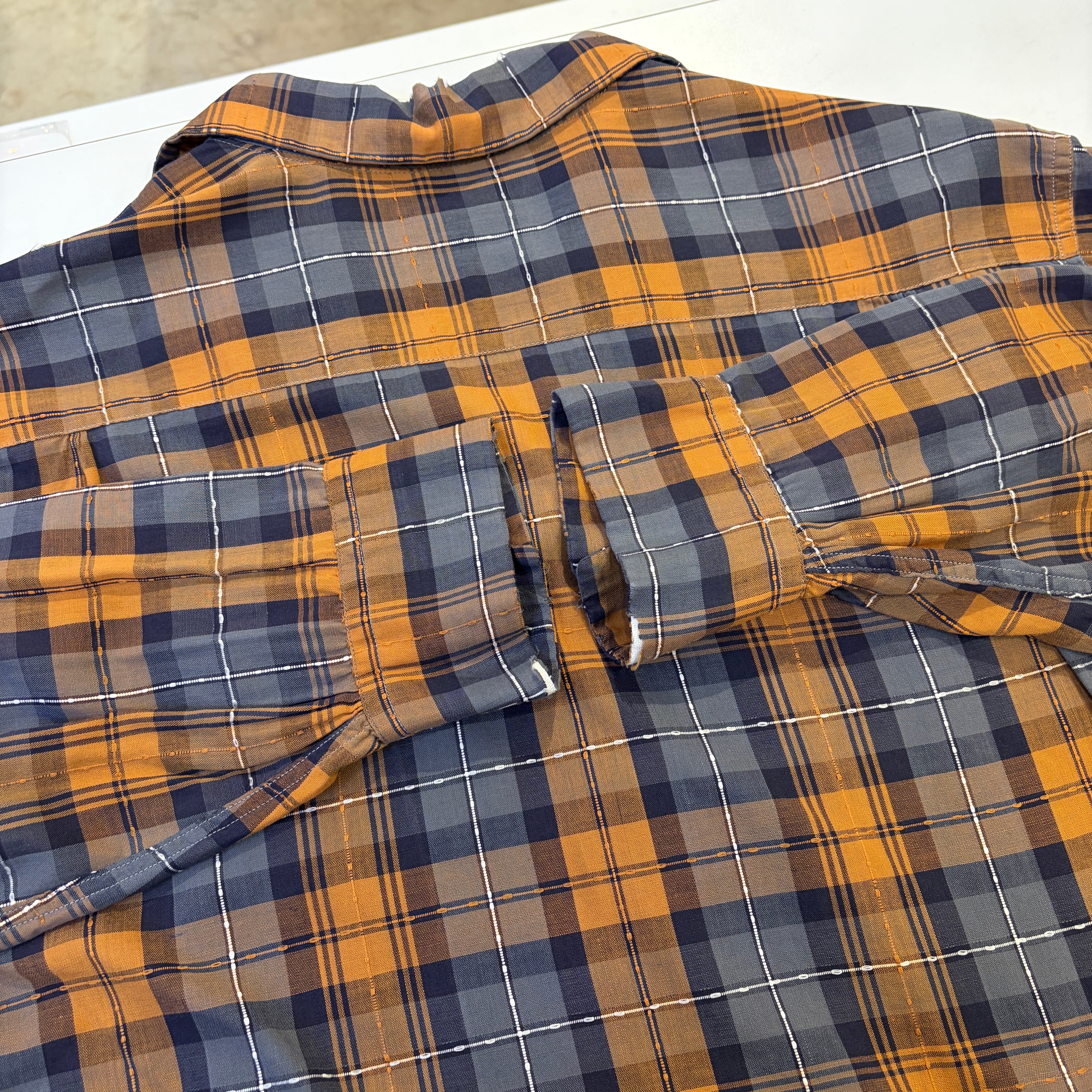 1950s MANHATTAN COTTON OPEN COLLAR SHIRT BLACK/ORANGE/GRAY 1950s MANHATTAN COTTON OPEN COLLAR SHIRT BLACK/ORANGE/GRAY
