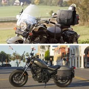 KEMIMOTO サイドバッグ 9L マフラー対応 干渉なし バイク用 サドルバッグ レブル250 汎用 バック 防撥水 ドリンクホルダー付属 金具防錆 小物収納 ブラック KM301