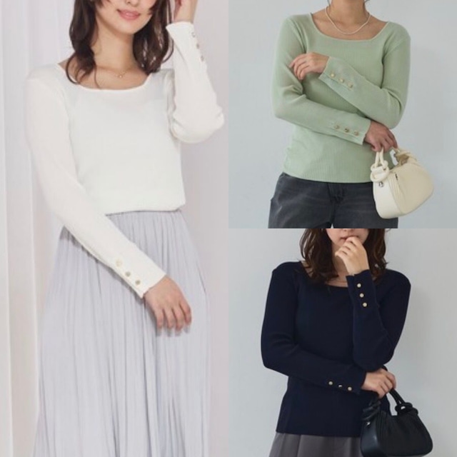 《ご予約〆切 2/11(水)まで・入荷お渡し2月中旬頃》【 abahouse 】スクエアネックリブニット